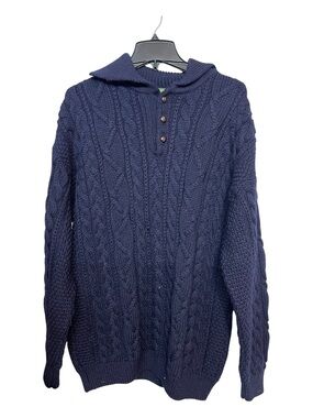 Peregrine Navy Wool Knit Sweater Men Large Made In England